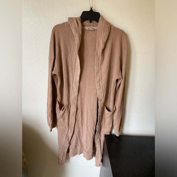 The Good Alma Women’s Waffle Tan Cardigan Duster XS Loungewear Beach Leisure Top - Picture 5 of 10